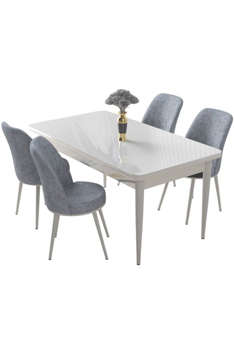 Hanah Home Juego de Mesa y Sillas de Comedor de 5 Piezas Blanco y Gris Hanah Home Juego de Mesa y Sillas de Comedor de 5 Piezas Blanco y Gris